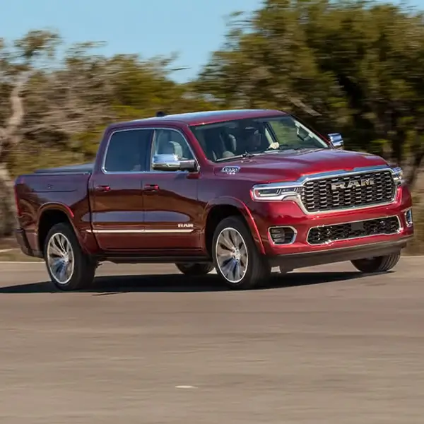 2025 Ram 1500 in motion driving down the road