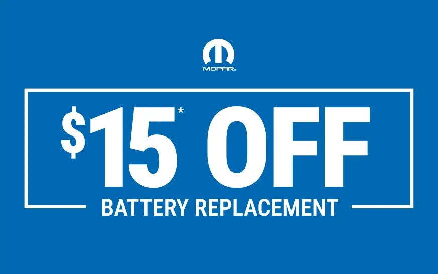Coupon for $15 Off Battery Replacement 