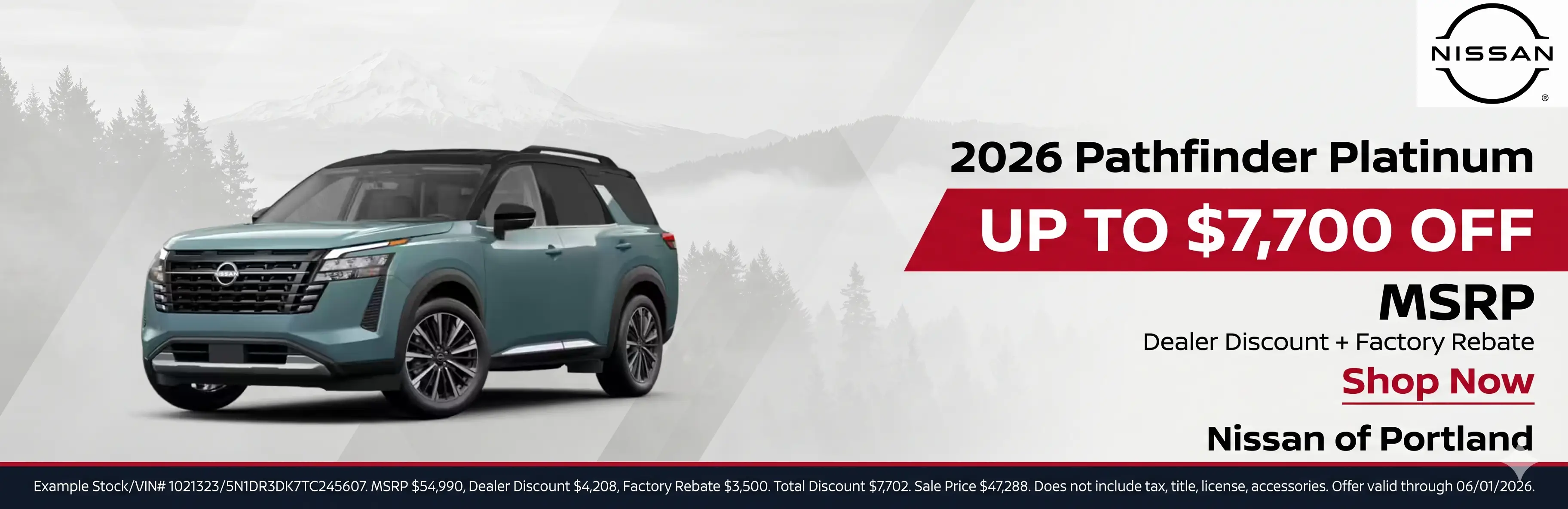 Special offer on    2026 Pathfinder Platinum