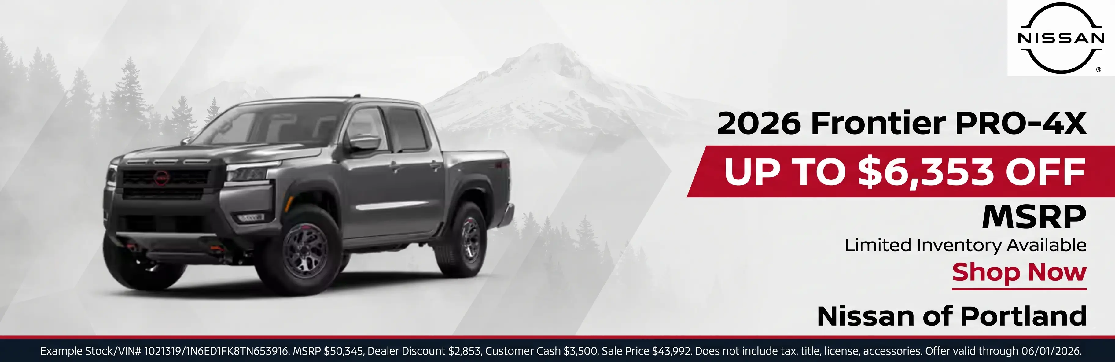 Special offer on    2026 Nissan Frontier Pro-4X