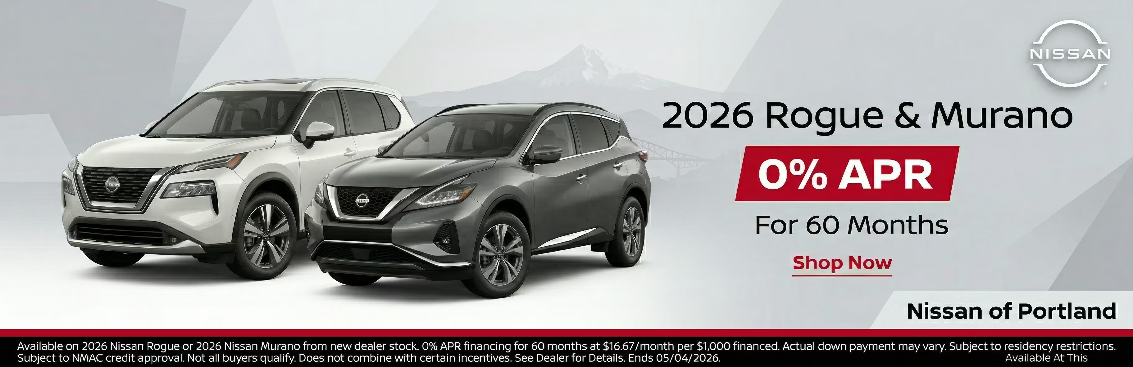 New 2026 Rogue & Murano Special