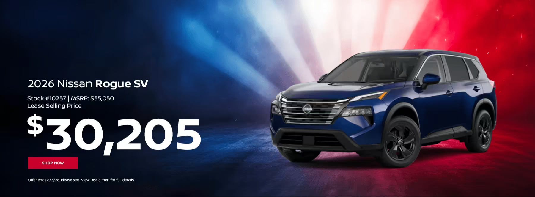 2026 Nissan Rogue SV for $30,205