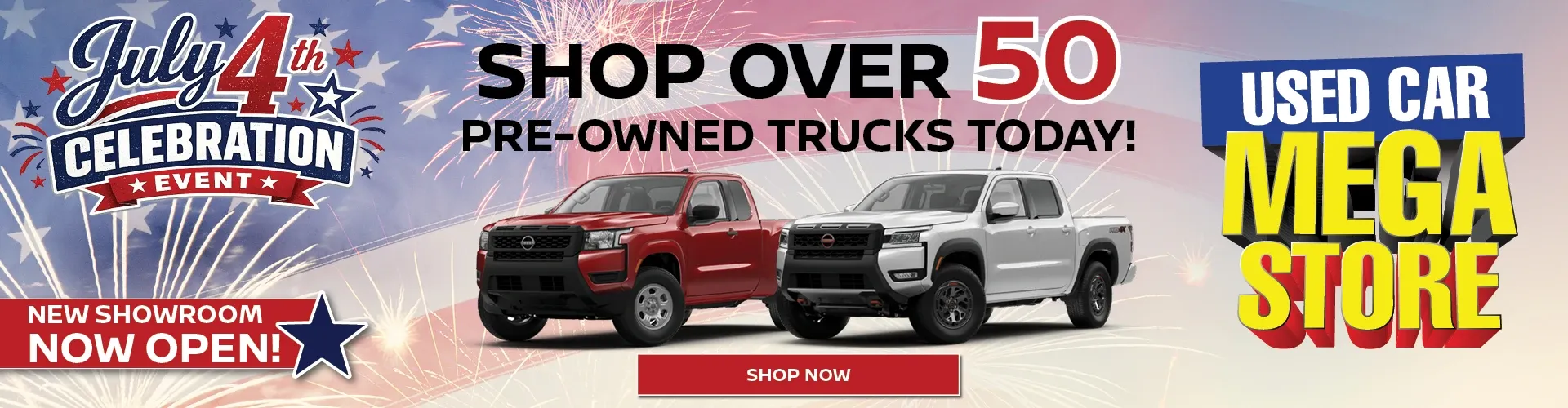 Nissan of Fort Myers Used Car Mega Store: shop over 50 pre-owned trucks this July 4th.