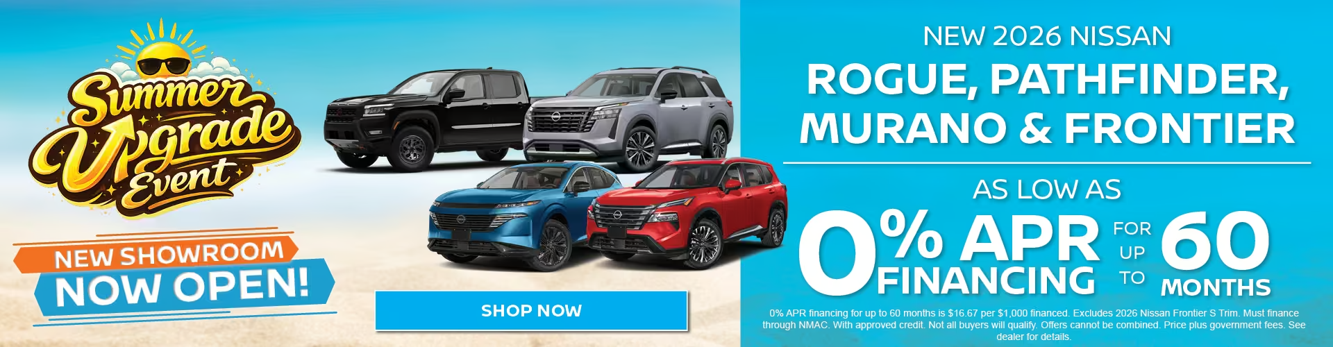 New 2026 Nissan Rogue, Pathfinder, Murano & Frontier Special