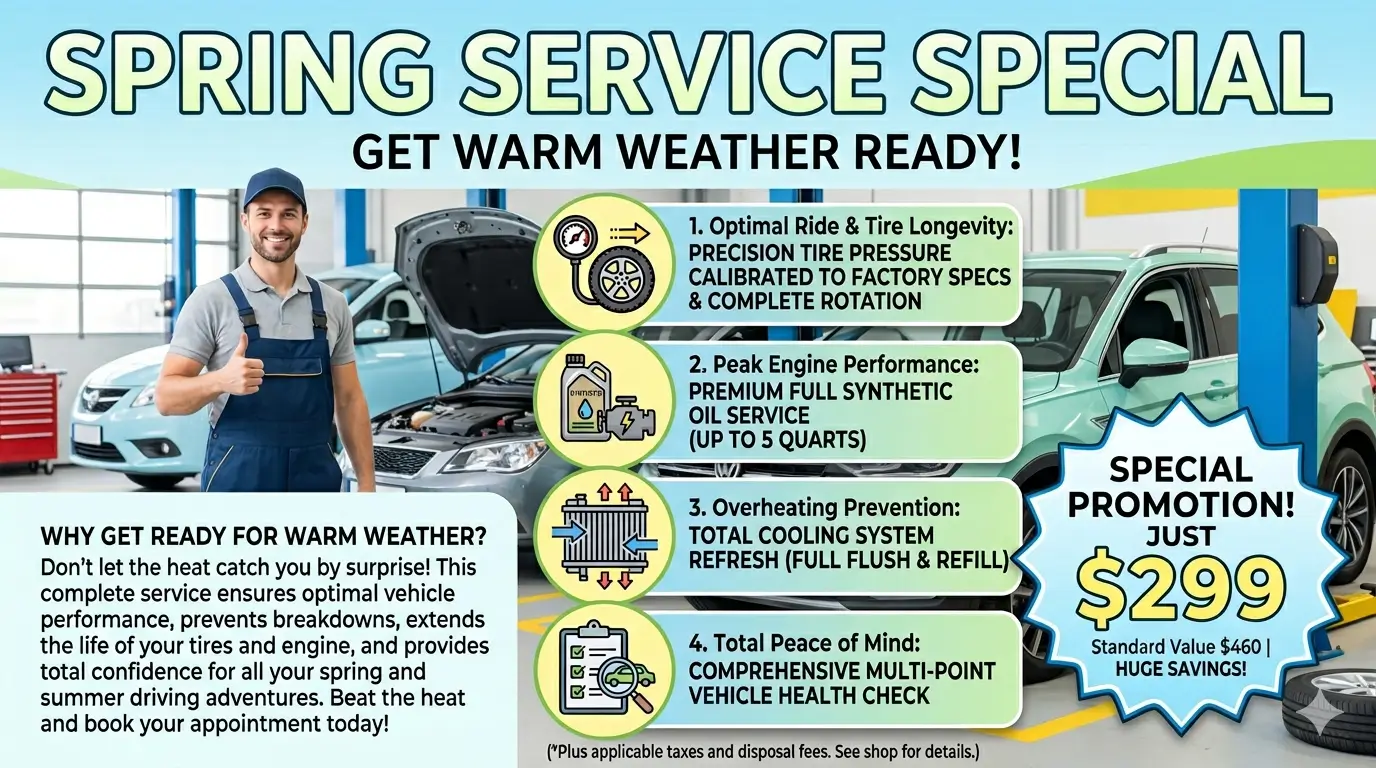 Coupon for Spring Service Special Get Warm Weather Ready!
