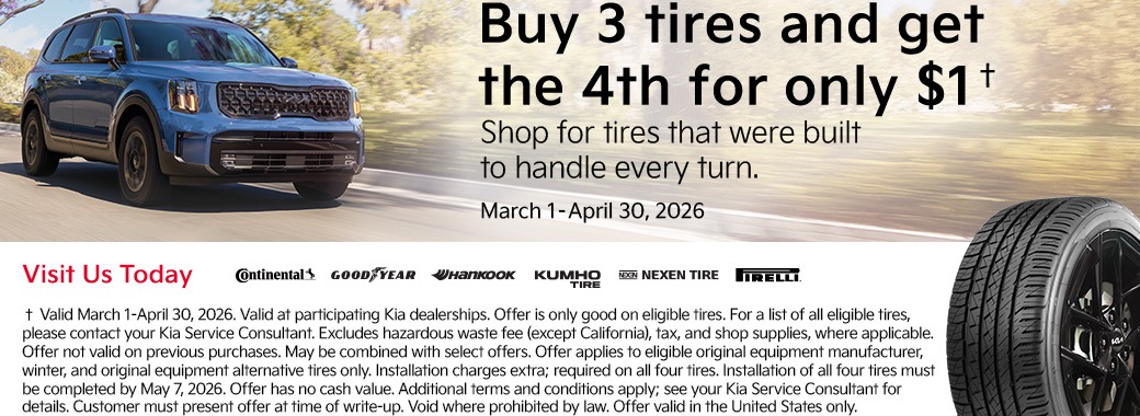 Buy 3 Tires Get the 4th for Only $1