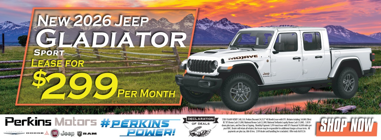 New 2026 Jeep Gladiator Lease for $299 a month