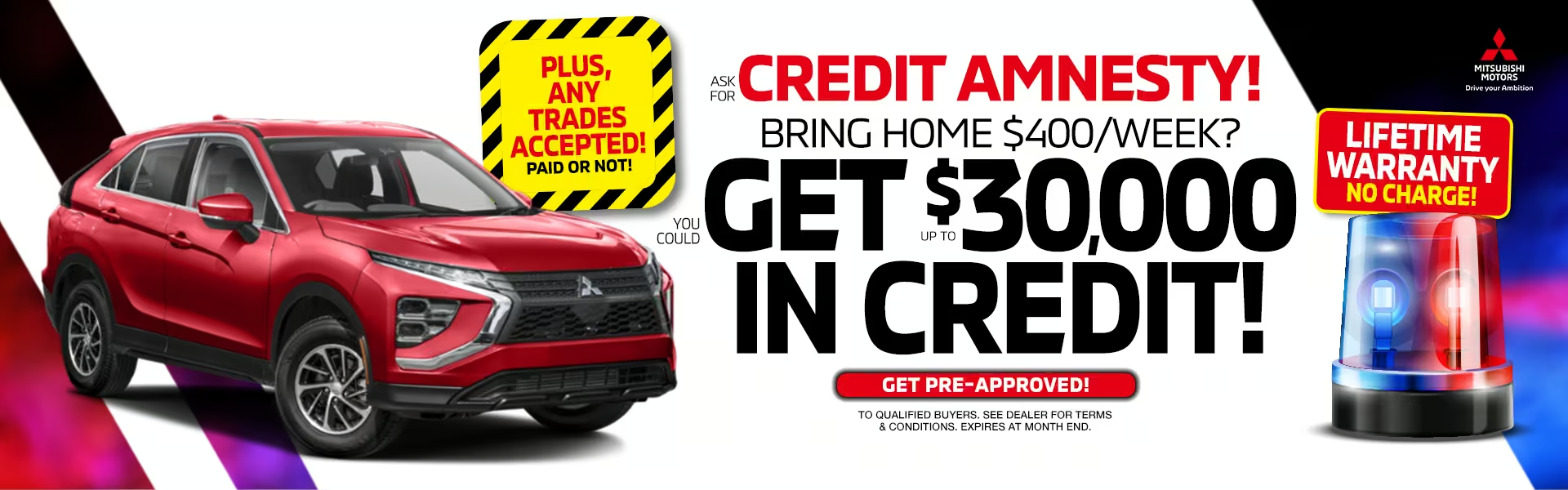 RC Hill Mitsubishi Credit Amnesty Get $30,000 in Credit