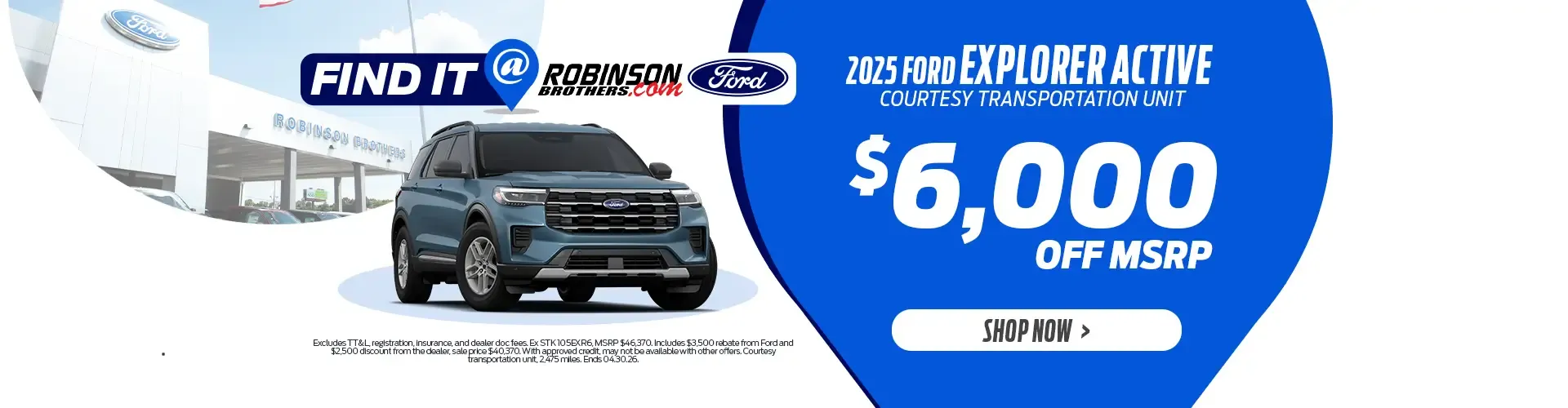 2025 Ford Explorer Active $6,000 Off MSRP