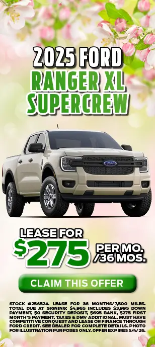 2025 Ford Ranger XL Super Crew: $429 per month for 48 months at Sayville Ford