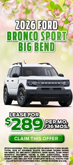 2026 Ford Bronco Sport Big Bend: $289 per month for 36 months at Sayville Ford