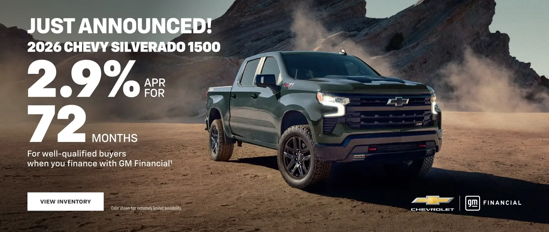 2026 Chevy Silverado 1500 2.9% APR for 72 Months