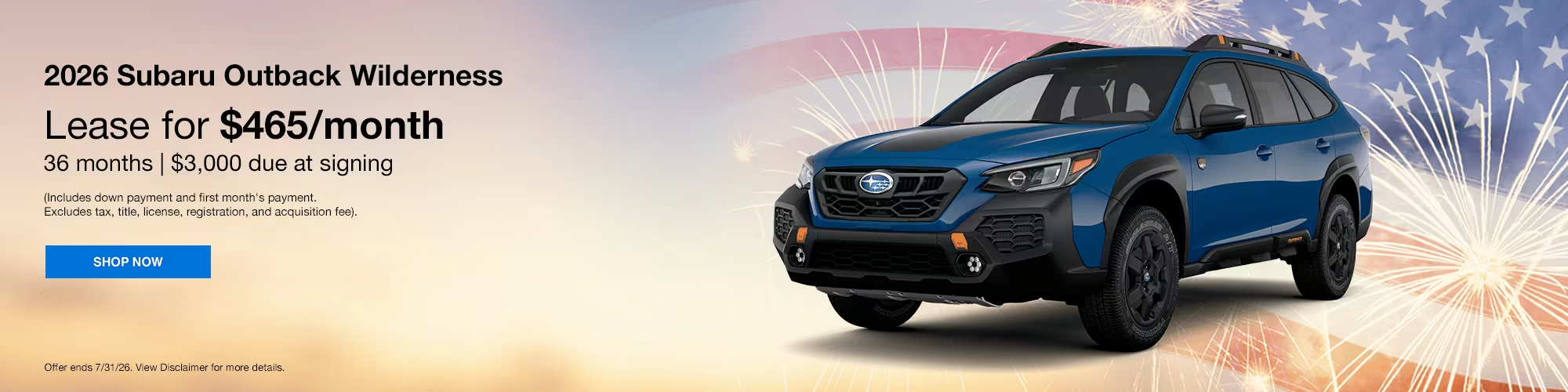 2026 Subaru Outback Wilderness Lease for $465 a Month