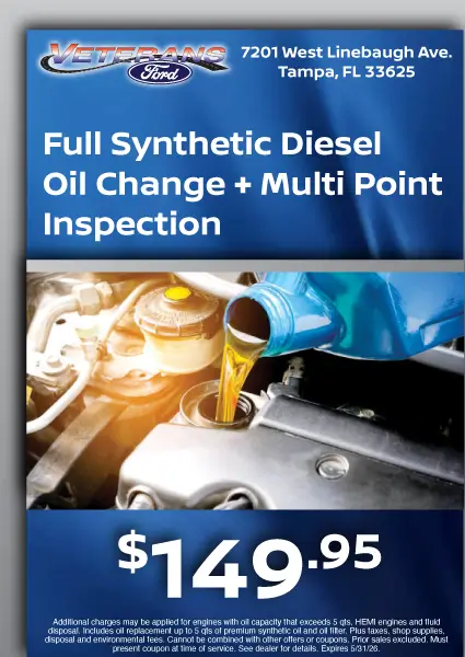 Coupon for Full Synthetic Diesel Oil Change + Multi Point Inspection 