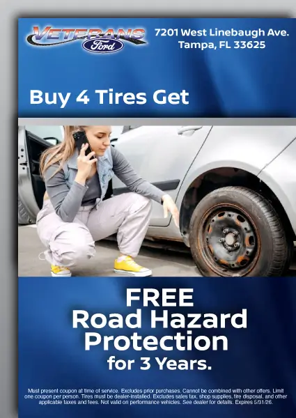 Coupon for Buy 4 Tires Get FREE  Road Hazard Protection for 3 Years.