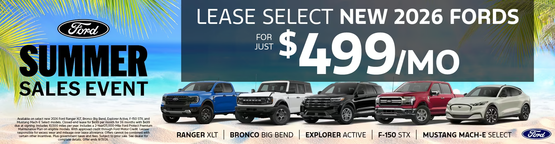 Ford Summer Sales Event Lease New 2026 Fords for $499 a Month